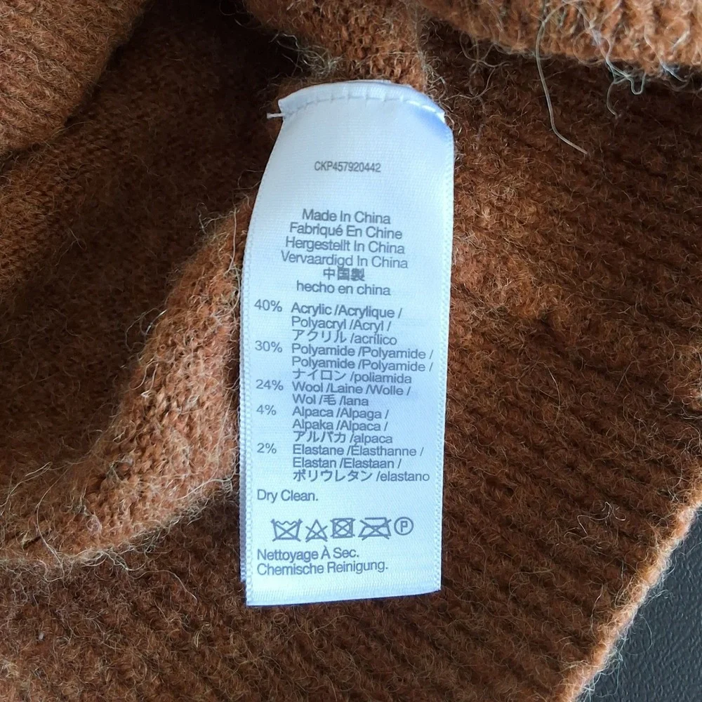 Madewell Mock Neck‎ Sweater Womens XS Rust Brown Wool Alpaca Blend Knit Pullover